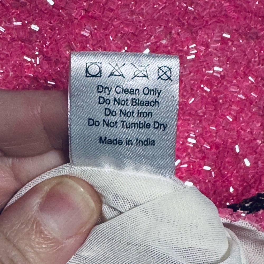 NWT Oceanus St Bart’s Hand-Beaded Crystal Pink Mini Dress Size M - Picture 8 of 8